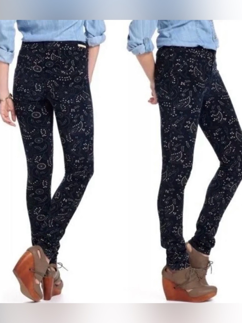 Pilcro Anthropologie Micro Corduroy Navy Blue Skinny Pants Sz 29